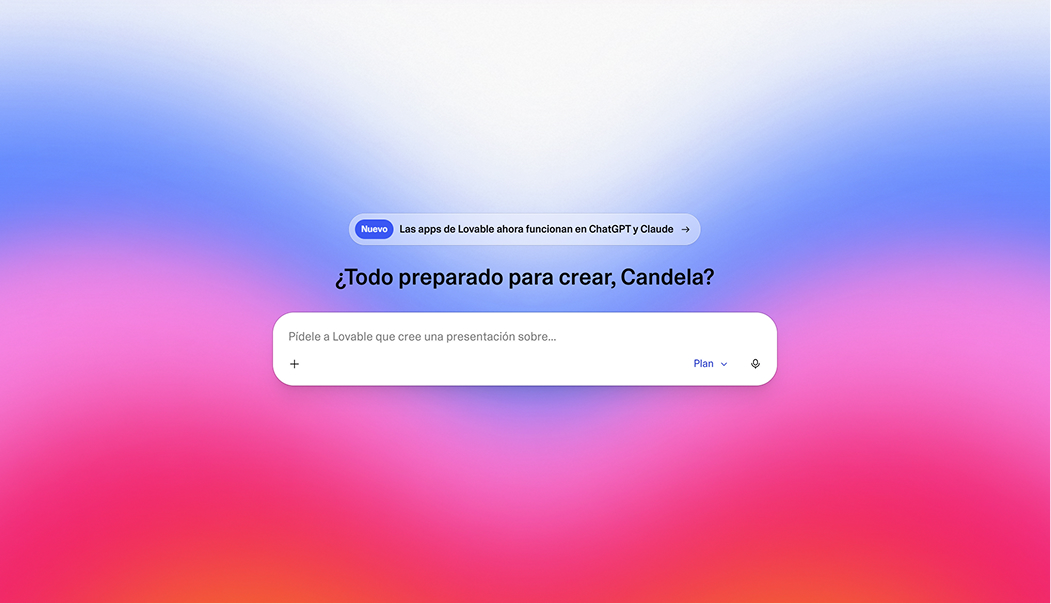 Pantalla de Lovable usada para construir el MVP de Pyxis