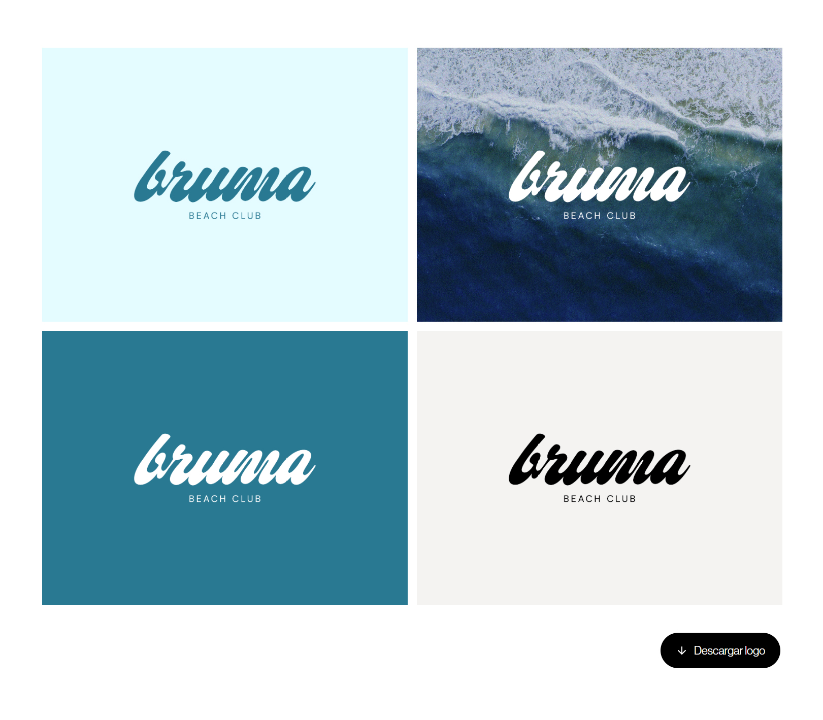 Sección Logo del manual de Bruma Beach Club con descarga directa de recursos