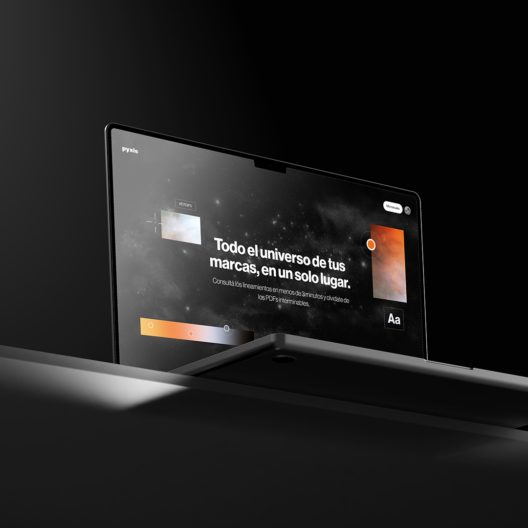 Mockup de Pyxis en una laptop