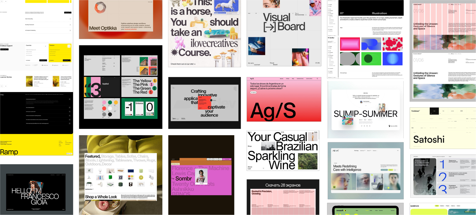 Moodboard de referencias de diseño suizo para Pyxis